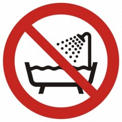 GAP 026 Zakaz używania urządzenia w wannie, pod prysznicem i w zbiornikach wypełnionych wodą