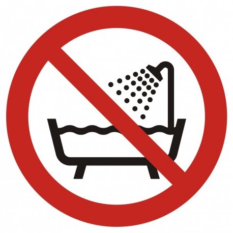 GAP 026 Zakaz używania urządzenia w wannie, pod prysznicem i w zbiornikach wypełnionych wodą