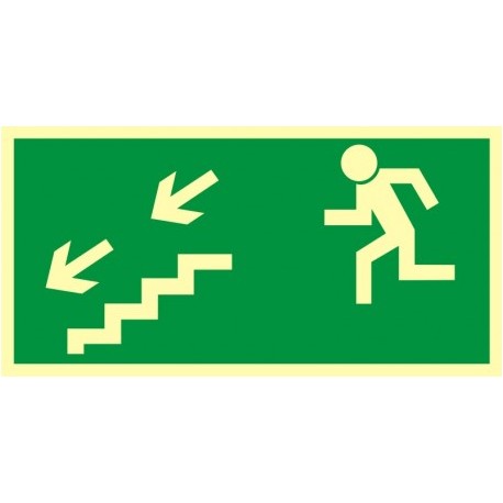 AA005 Kierunek do wyjścia drogi ewakuacyjnej schodami w dół w lewo